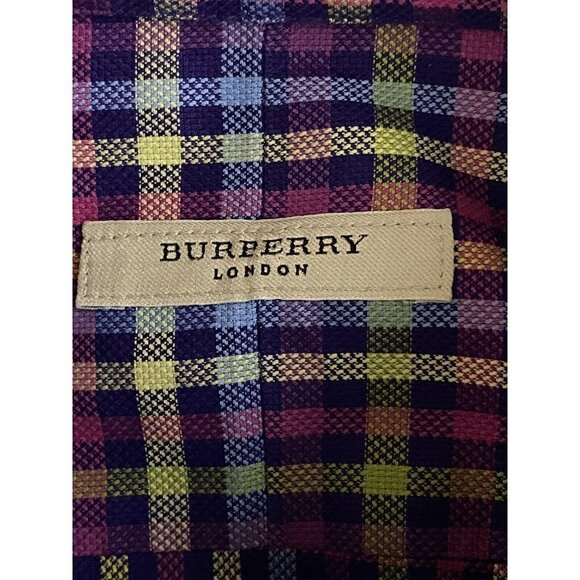 Burberry London Plaid Button Front Shirt Large - Picture 6 of 8